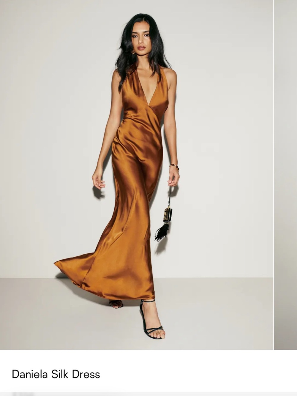 Reformation Daniela Silk Dress in Copper